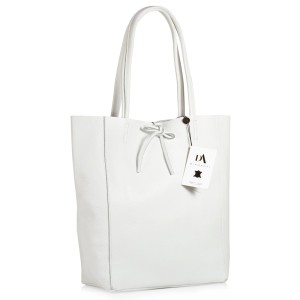 Geanta shopper din piele naturala DiAmanti Luisa Bianco